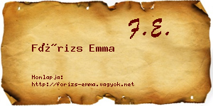 Fórizs Emma névjegykártya