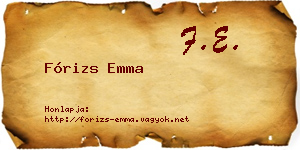 Fórizs Emma névjegykártya